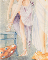 Watercolor Birth of Venus Art Deco Painting by B. Ascione, 1954 - Lone Fox