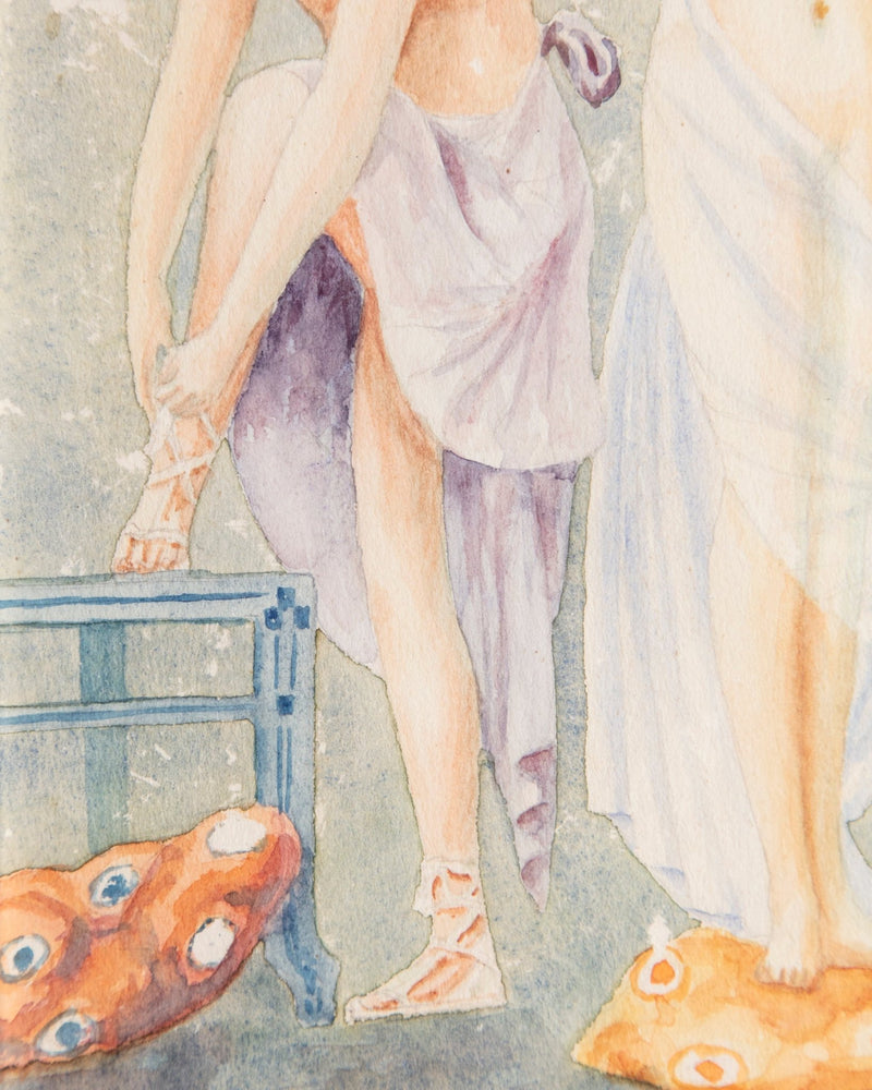 Watercolor Birth of Venus Art Deco Painting by B. Ascione, 1954 - Lone Fox