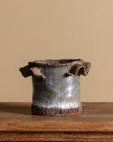 Wavy Rim Studio Pottery Planter, American, 1970's - Lone Fox