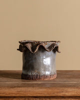 Wavy Rim Studio Pottery Planter, American, 1970's - Lone Fox
