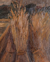 Wheat Sheaves Harvest Landscape in Gold Frame, Belgium, 1930s - Lone Fox