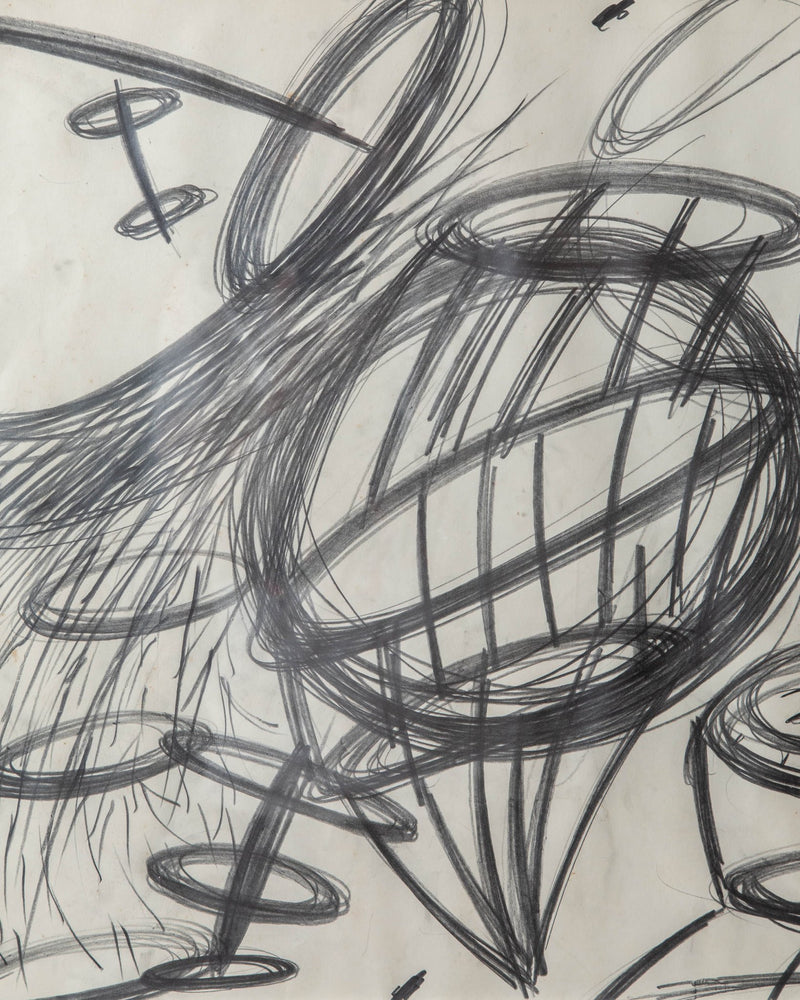 "Whirlwind" Abstract Pencil On Paper by John Piet, 1982 - Lone Fox