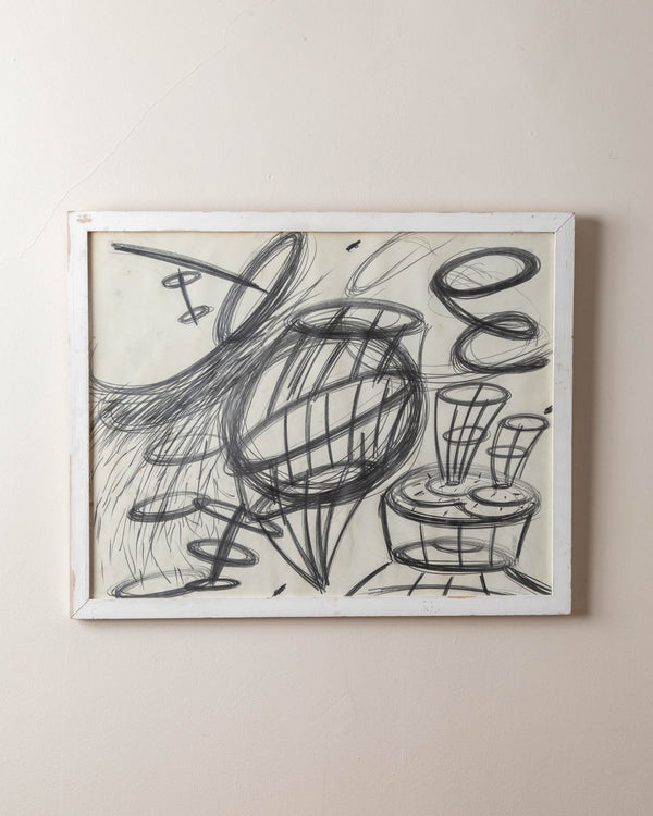 "Whirlwind" Abstract Pencil On Paper by John Piet, 1982 - Lone Fox