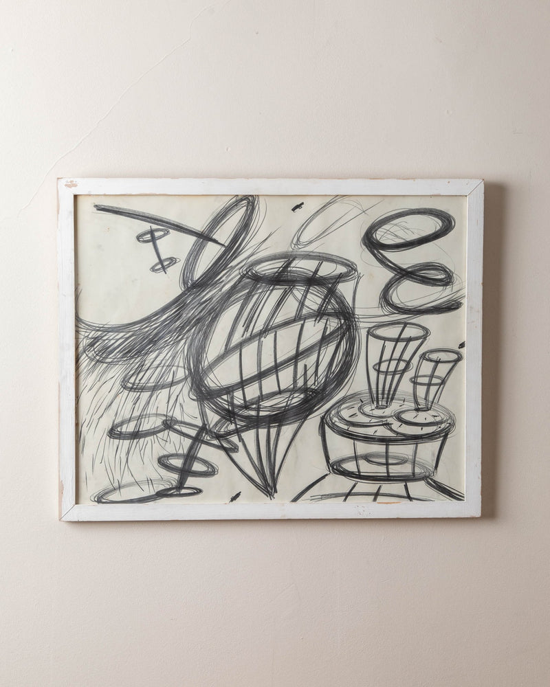 "Whirlwind" Abstract Pencil On Paper by John Piet, 1982 - Lone Fox