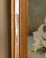 White Azalea Still Life in Gold Frame, France, 1890s - Lone Fox