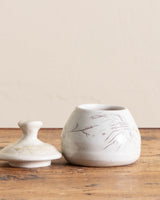White Studio Pottery Canister w/ Lid, signed - Lone Fox