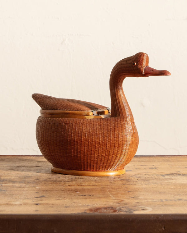 Wicker & Bamboo Woven Goose Basket, Shanghai, 1970's - Lone Fox