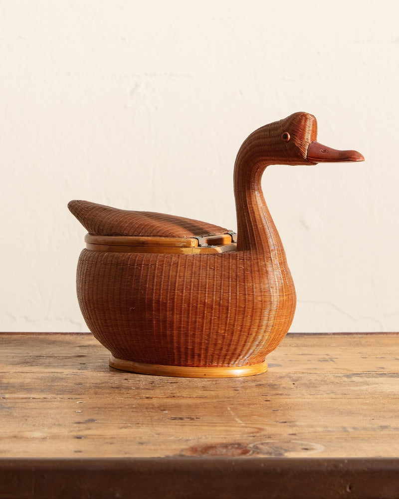 Wicker & Bamboo Woven Goose Basket, Shanghai, 1970's - Lone Fox