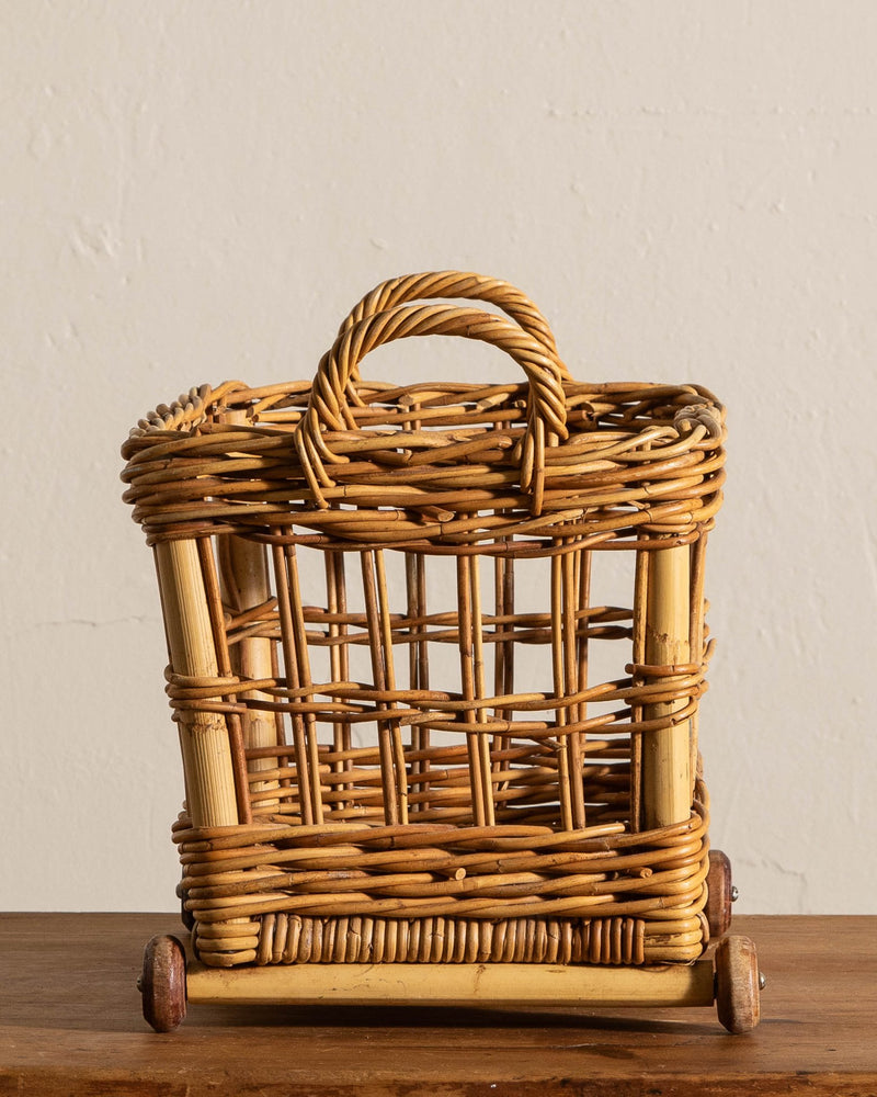 Wicker Basket with Wooden Wheels - Lone Fox