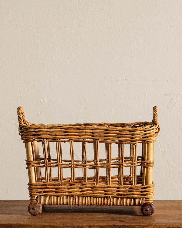 Wicker Basket with Wooden Wheels - Lone Fox