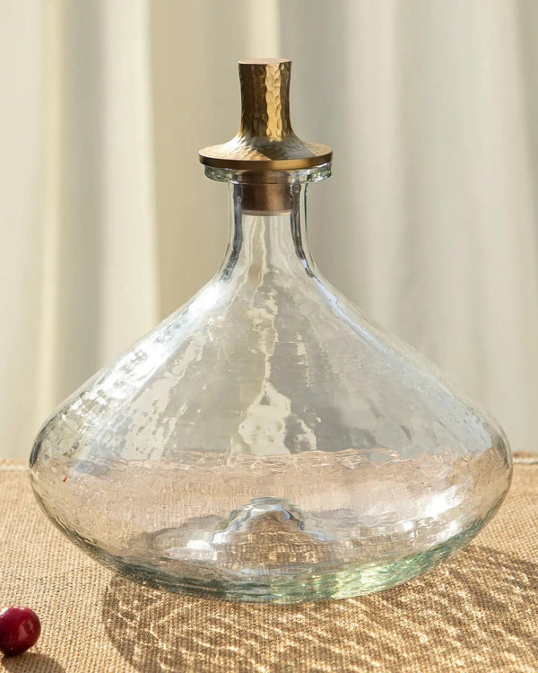 Wide Hammered Glass Decanter - Lone Fox