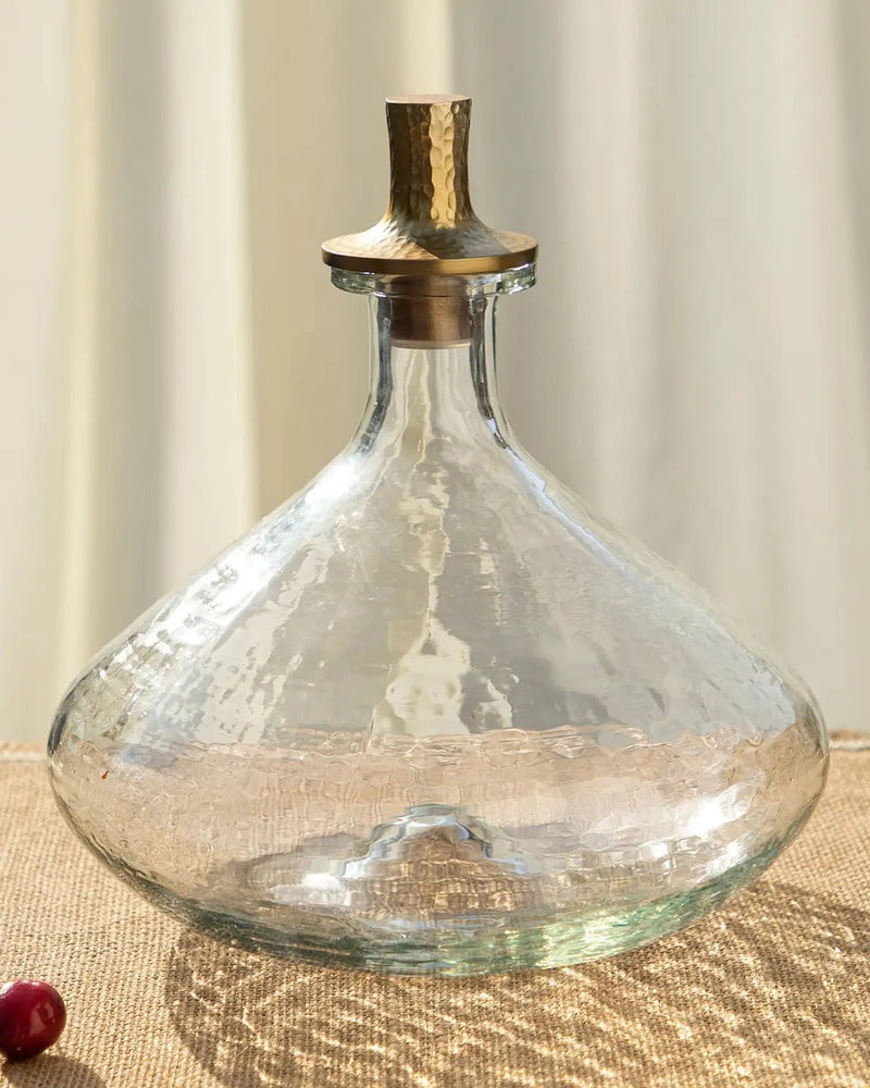Wide Hammered Glass Decanter - Lone Fox