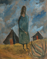 Woman in Field Watercolor Painting, Denmark, 1959 - Lone Fox