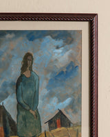 Woman in Field Watercolor Painting, Denmark, 1959 - Lone Fox