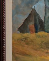 Woman in Field Watercolor Painting, Denmark, 1959 - Lone Fox