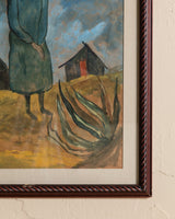 Woman in Field Watercolor Painting, Denmark, 1959 - Lone Fox