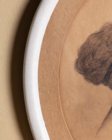 Woman in Profile Pencil Portrait in Cream Oval Frame - Lone Fox