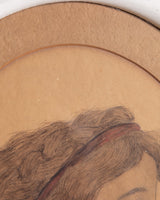 Woman in Profile Pencil Portrait in Cream Oval Frame - Lone Fox