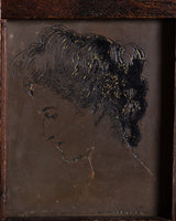 Woman Metal Portrait Plate after A. G. Learned in Cross-Corner Frame - Lone Fox