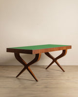 Wood & Green Lacquered Top Dining Table, Italy, 1950's - Lone Fox