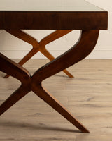 Wood & Green Lacquered Top Dining Table, Italy, 1950's - Lone Fox