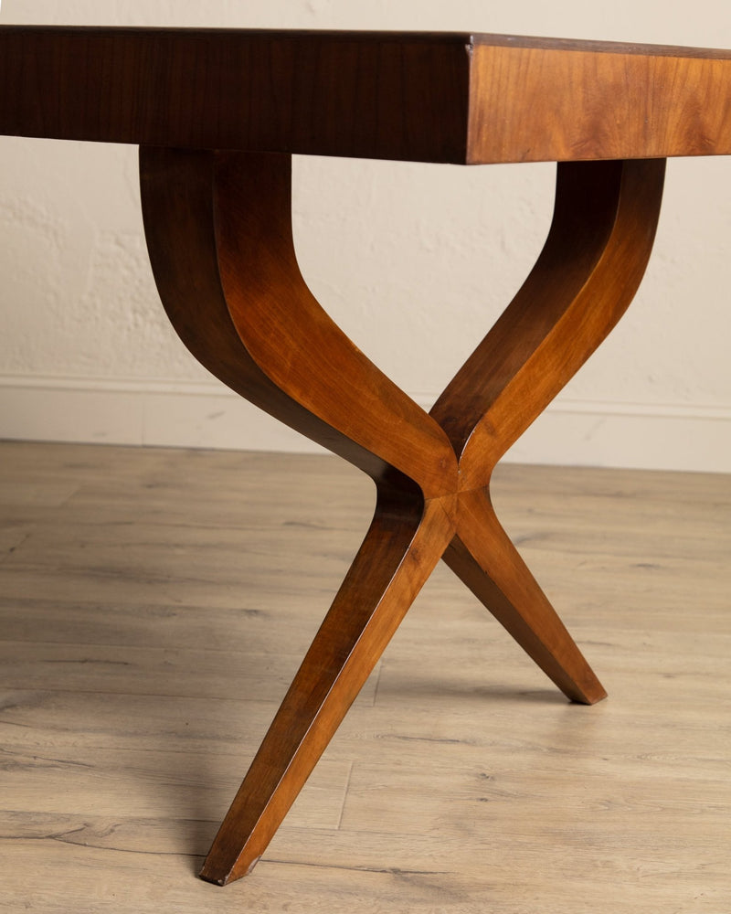 Wood & Green Lacquered Top Dining Table, Italy, 1950's - Lone Fox