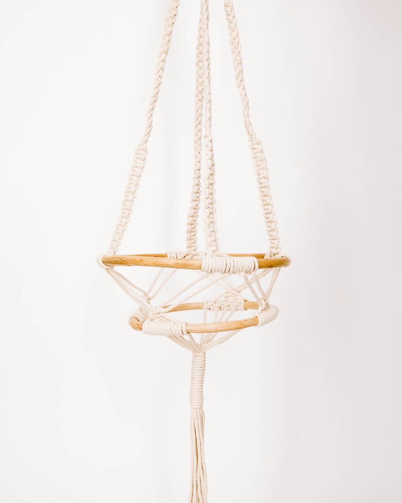 Wood + Macrame Hanging Planter - Lone Fox