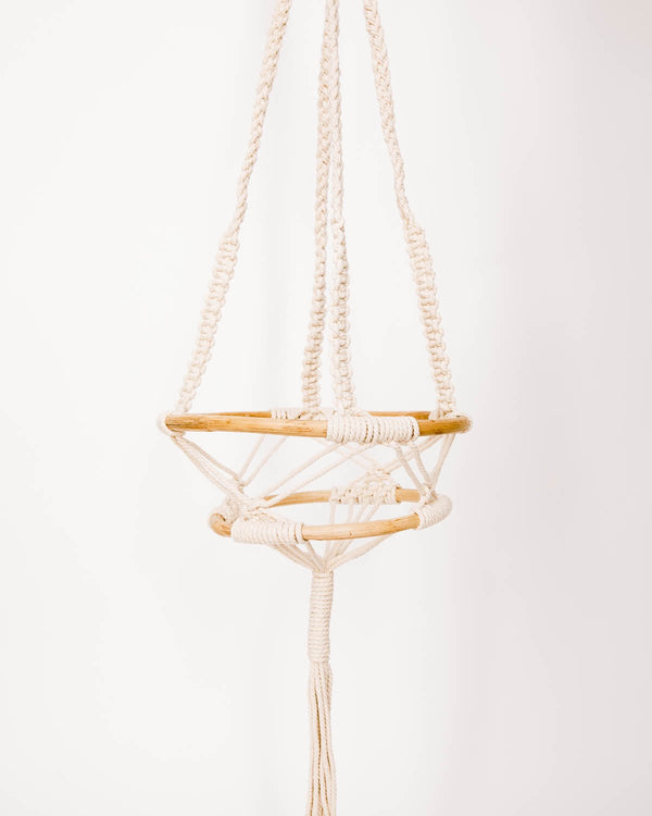 Wood + Macrame Hanging Planter - Lone Fox