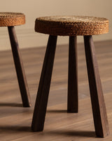 Wooden and Rope Stools Manner of Audoux - Minet, 1960's (2 available) - Lone Fox