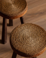 Wooden and Rope Stools Manner of Audoux - Minet, 1960's (2 available) - Lone Fox