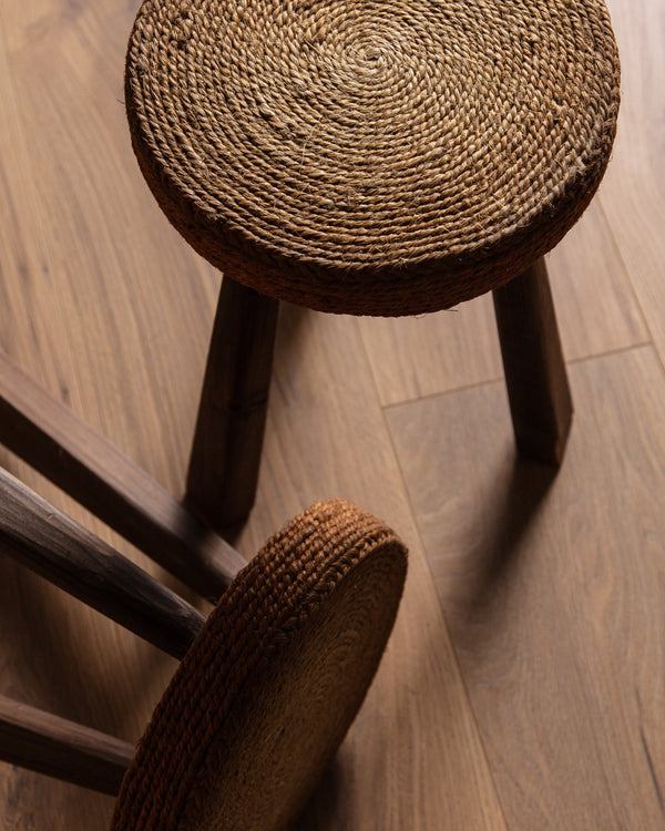 Wooden and Rope Stools Manner of Audoux - Minet, 1960's (2 available) - Lone Fox