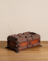 Wooden Tramp Art Jewelry Box w/ Feet, 19th Century - Lone Fox