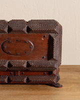 Wooden Tramp Art Jewelry Box w/ Feet, 19th Century - Lone Fox