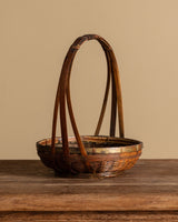 Woven Bamboo Basket with Handle, Japan, 1960's - Lone Fox
