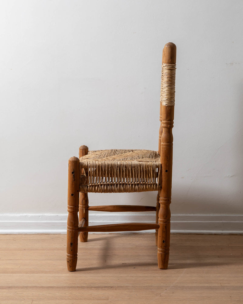 Woven Rush & Pine Side Chair from Mexico - Lone Fox