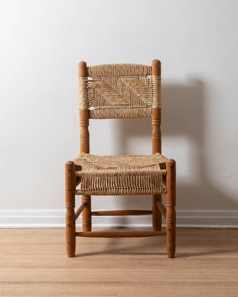 Woven Rush & Pine Side Chair from Mexico - Lone Fox