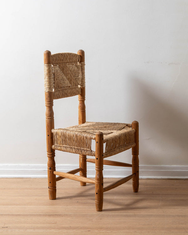 Woven Rush & Pine Side Chair from Mexico - Lone Fox