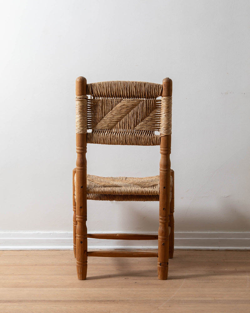 Woven Rush & Pine Side Chair from Mexico - Lone Fox