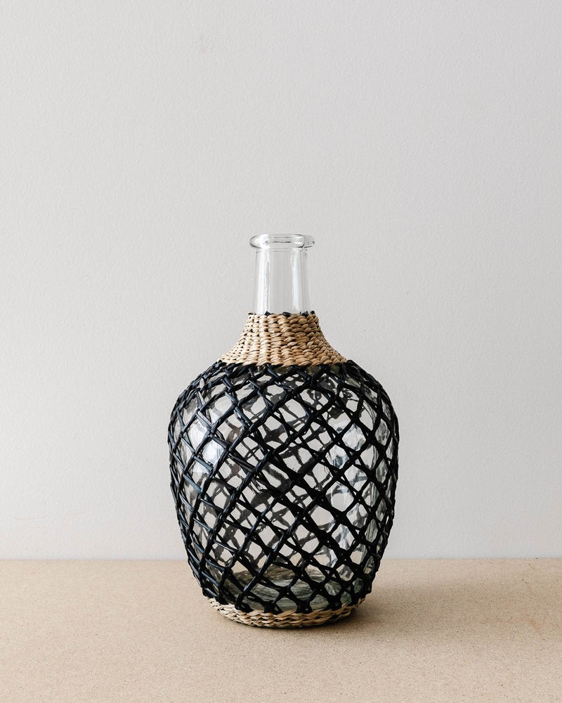 Woven Seagrass Glass Bottle - Lone Fox