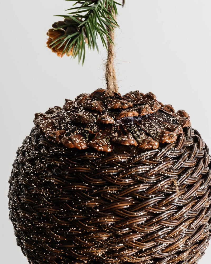 Woven Whicker Pinecone Ornament - Lone Fox