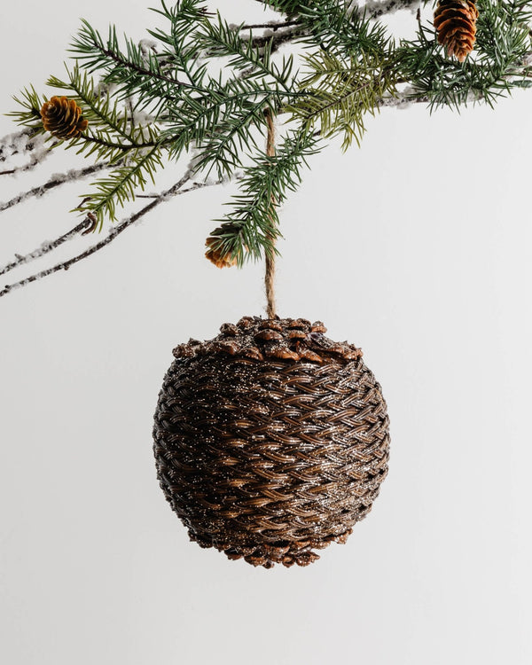 Woven Whicker Pinecone Ornament - Lone Fox