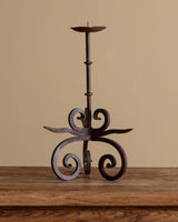 Wrought Iron Scrollwork Tripod Pricket Candleholder, Spain, 1940's - Lone Fox
