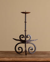 Wrought Iron Scrollwork Tripod Pricket Candleholder, Spain, 1940's - Lone Fox