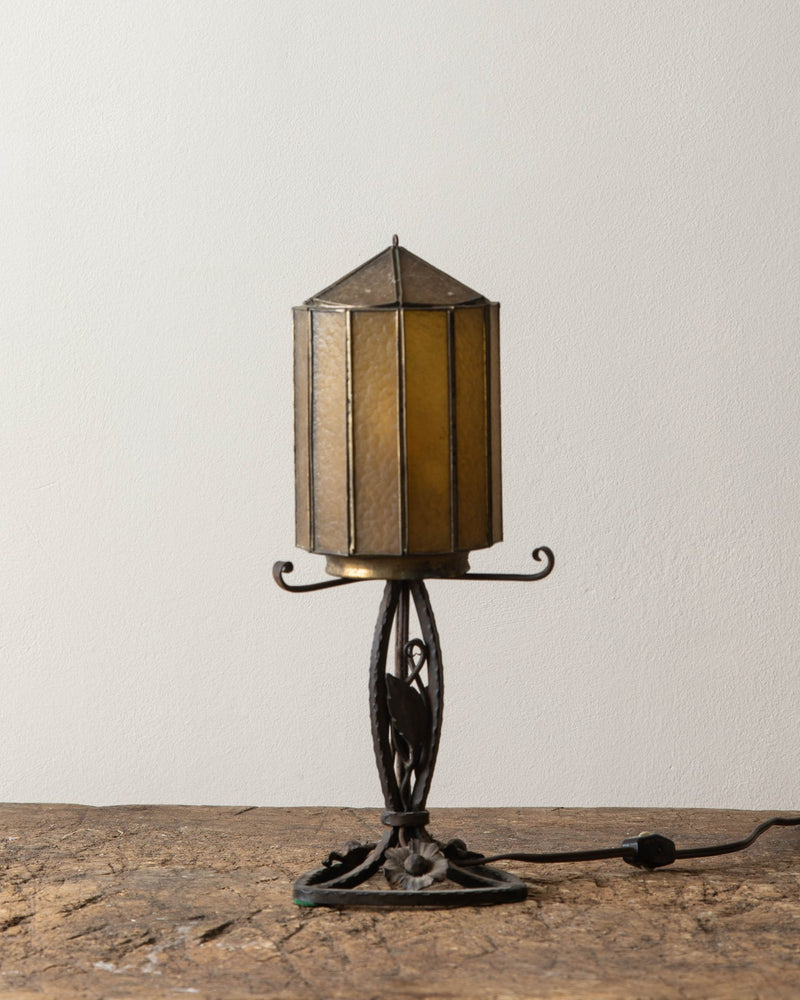 Wrought Iron Spanish Lamp w/ Faceted Mica Shade - Lone Fox