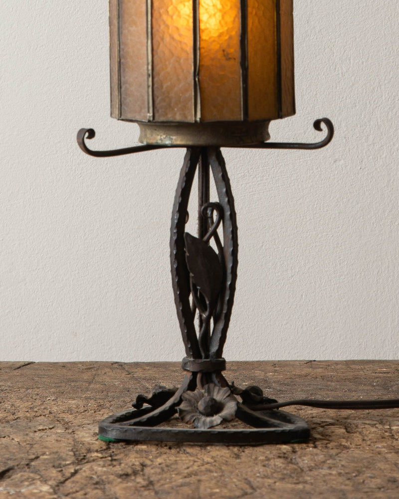 Wrought Iron Spanish Lamp w/ Faceted Mica Shade - Lone Fox