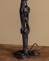 Wrought Iron Swirl Motif Lamp w/ Hand Painted Shade, Italy, 1920s - Lone Fox
