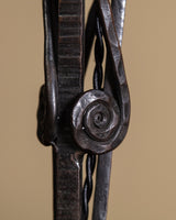 Wrought Iron Swirl Motif Lamp w/ Hand Painted Shade, Italy, 1920s - Lone Fox