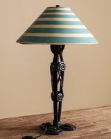 Wrought Iron Swirl Motif Lamp w/ Hand Painted Shade, Italy, 1920s - Lone Fox
