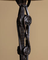 Wrought Iron Swirl Motif Lamp w/ Hand Painted Shade, Italy, 1920s - Lone Fox