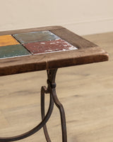 Wrought Iron & Tile Top Side Table - Lone Fox